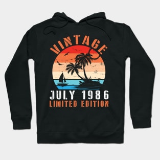 Vintage July 1986 Ltd Edition Happy Birthday Daddy Mom Uncle Brother Husband Cousin Son 34 Years Old Hoodie